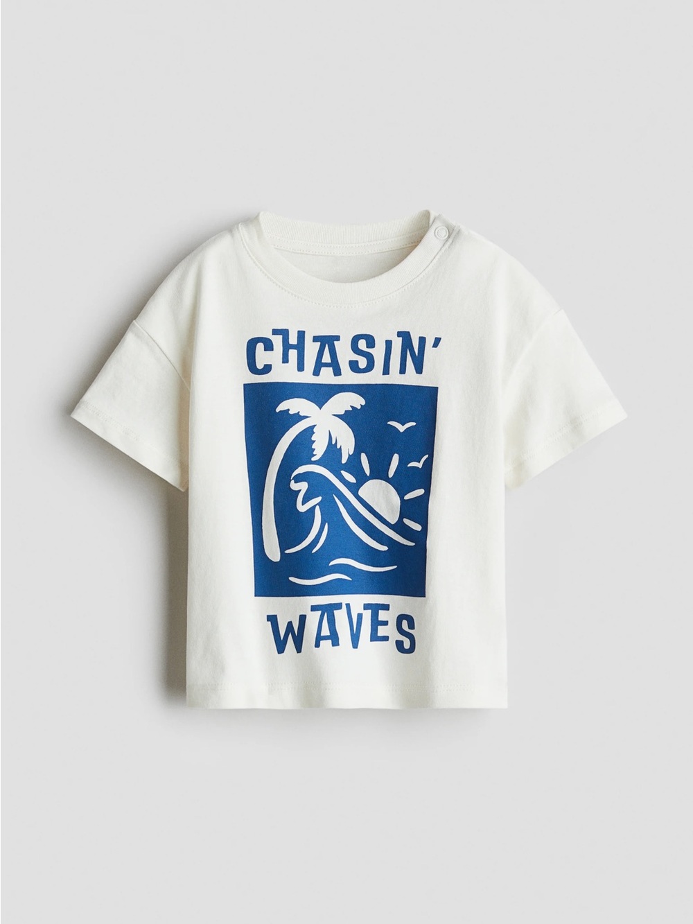 H&M Chasin' Waves Graphic Tee - White with Blue Print